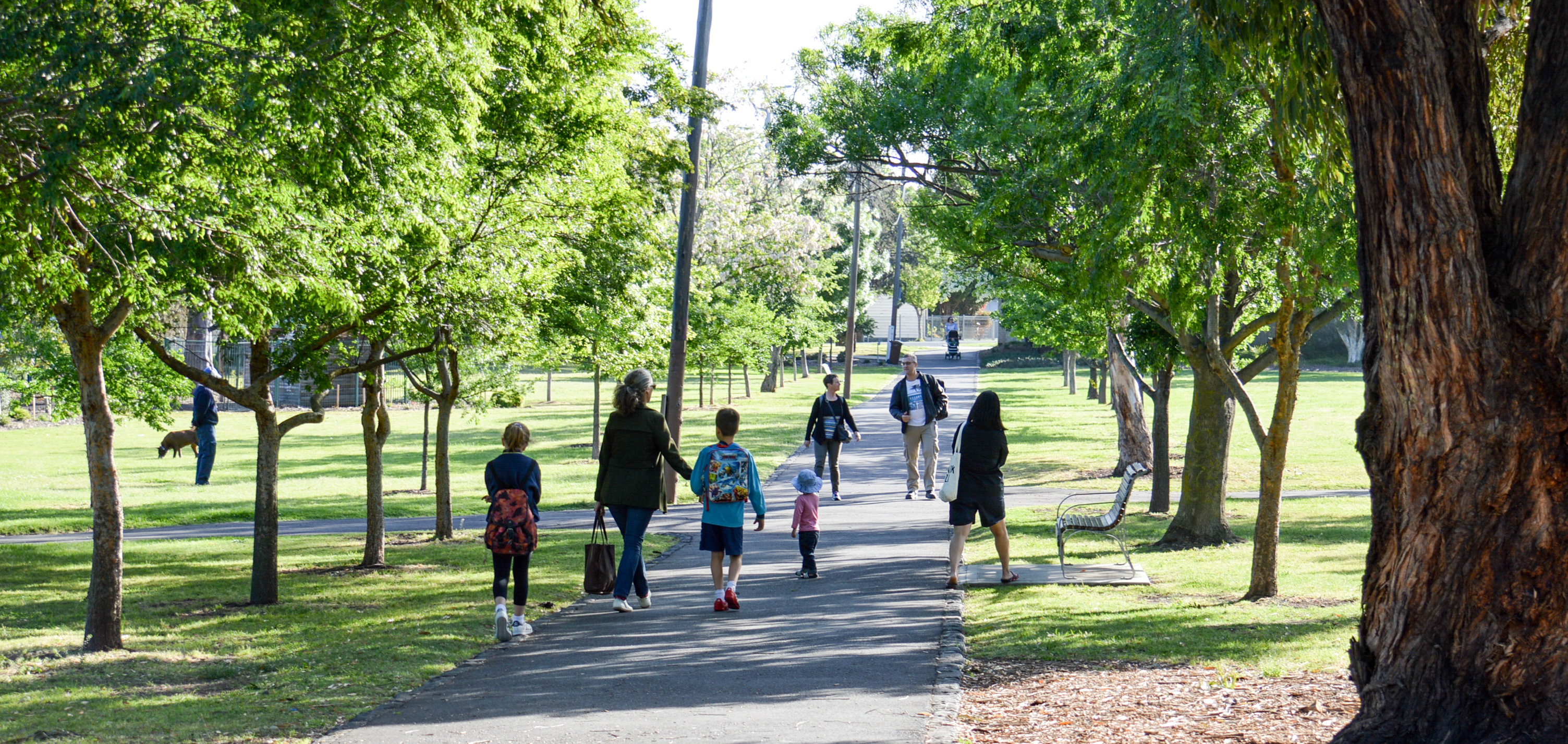 Lots of people walking in Yarraville park from October 2017 young people shoot
